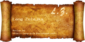 Leng Zulejka névjegykártya
